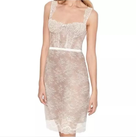Victoria's Secret Womens Lace Slip Dress Size Large Wicked Balconette Cream Sexy - Picture 1 of 11